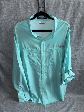 Columbia PFG Tamiami II Long Sleeve Fishing Shirt Gulf Stream Blue XL
